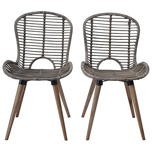 CIOURSTO Rattan Esszimmers Tühle Set 6 Stück, Vintage-Stil, Wasser Beständig, Einfach zu Montieren, mit Holzbeinen für Küche oder Wohnzimmer (Braun #03) von CIOURSTO