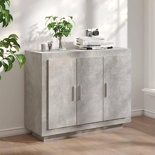 CIOURSTO Sideboard - Sonoma Oak Engineered Holzspeicherschrank mit Türen und Regalen für Wohnzimmer und Schlafzimmer (Betongrau) von CIOURSTO