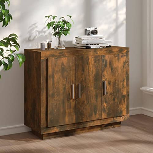 CIOURSTO Sideboard - Sonoma Oak Engineered Holzspeicherschrank mit Türen und Regalen für Wohnzimmer und Schlafzimmer (Geräucherte Eiche) von CIOURSTO