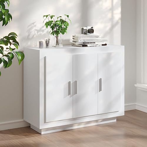 CIOURSTO Sideboard - Sonoma Oak Engineered Holzspeicherschrank mit Türen und Regalen für Wohnzimmer und Schlafzimmer (Weiß) von CIOURSTO