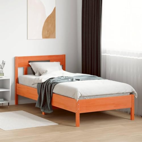 CIOURSTO Solid Pine Holzbett -Bettenrahmen, EIN oder Doppelbett, mit Kopfteil und Sperrholzlatten für Robuste Unterstützung, Rostikale Schlafzimmermöbel (100 x 200 cm) von CIOURSTO