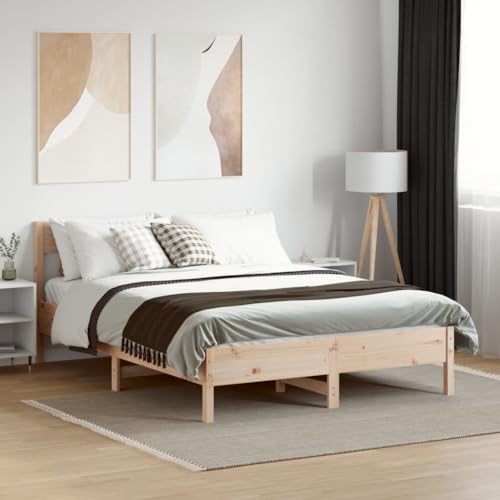 CIOURSTO Solid Pine Holzbett -Bettenrahmen, EIN oder Doppelbett, mit Kopfteil und Sperrholzlatten für Robuste Unterstützung, Rostikale Schlafzimmermöbel (120 x 190 cm) von CIOURSTO