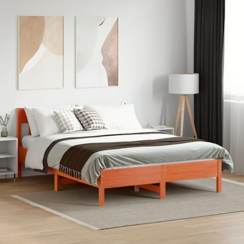 CIOURSTO Solid Pine Holzbett -Bettenrahmen, EIN oder Doppelbett, mit Kopfteil und Sperrholzlatten für Robuste Unterstützung, Rostikale Schlafzimmermöbel (120 x 200 cm) von CIOURSTO
