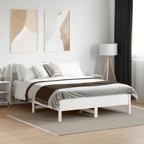 CIOURSTO Solid Pine Holzbett -Bettenrahmen, EIN oder Doppelbett, mit Kopfteil und Sperrholzlatten für Robuste Unterstützung, Rostikale Schlafzimmermöbel (120 x 200 cm) von CIOURSTO