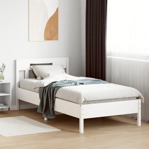 CIOURSTO Solid Pine Holzbett -Bettenrahmen, EIN oder Doppelbett, mit Kopfteil und Sperrholzlatten für Robuste Unterstützung, Rostikale Schlafzimmermöbel (75 x 190 cm) von CIOURSTO
