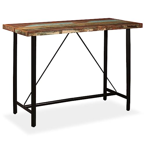 CIOURSTO Solid Zurückgewonnener Holzbartisch, Handgefertigter Industrieller Küche Esstisch für Kleine Räume mit Stahlbeinen, Einzigartiges Design und Einfacher Baugruppe (150 x 70 x 107 cm) von CIOURSTO