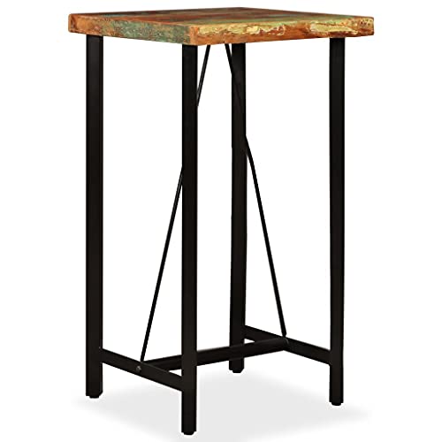 CIOURSTO Solid Zurückgewonnener Holzbartisch, Handgefertigter Industrieller Küche Esstisch für Kleine Räume mit Stahlbeinen, Einzigartiges Design und Einfacher Baugruppe (60 x 60 x 107 cm) von CIOURSTO