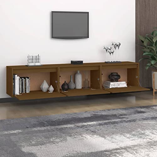 CIOURSTO TV -Stand - Solid Pine Classic Hanging Wandschrank Geeignet für Wohnzimmer, Schlafzimmer und Unterhaltungsraum (Honigbraun) von CIOURSTO