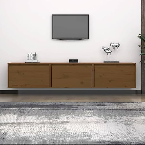 CIOURSTO TV -Stand - Solid Pine Classic Hanging Wandschrank Geeignet für Wohnzimmer, Schlafzimmer und Unterhaltungsraum (Schwarz) von CIOURSTO