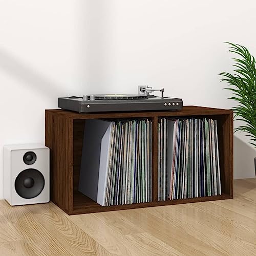 CIOURSTO Vinylische Speicherbox mit 2 Fächern, Robuster Backside Recorder Case Collection Regal, LP -Schrank Transportbox, Sonoma Oak Engineered Wood (Braune Eiche) von CIOURSTO