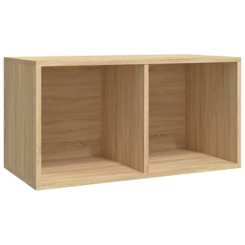 CIOURSTO Vinylische Speicherbox mit 2 Fächern, Robuster Backside Recorder Case Collection Regal, LP -Schrank Transportbox, Sonoma Oak Engineered Wood (Geräucherte Eiche) von CIOURSTO
