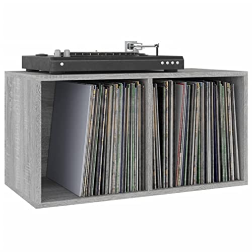 CIOURSTO Vinylische Speicherbox mit 2 Fächern, Robuster Backside Recorder Case Collection Regal, LP -Schrank Transportbox, Sonoma Oak Engineered Wood (Graue Sonoma) von CIOURSTO