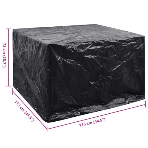 CIOURSTO wasserdichte Schutzhaube für Gartenmöbel 200x200x70 cm - Fest verzurrt mit 8 Metallösen, wetterfest für Terrasse und Garten (113 x 113 x 73 cm) von CIOURSTO