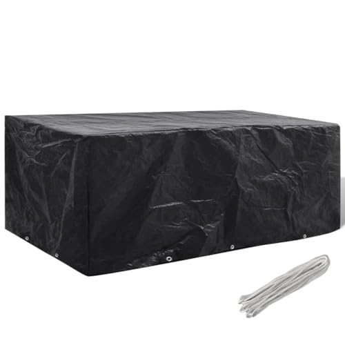 CIOURSTO wasserdichte Schutzhaube für Gartenmöbel 200x200x70 cm - Fest verzurrt mit 8 Metallösen, wetterfest für Terrasse und Garten (229 x 113 x 73 cm) von CIOURSTO