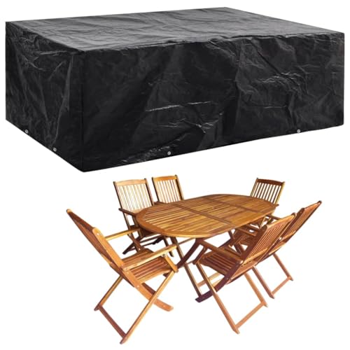 CIOURSTO wasserdichte Schutzhaube für Gartenmöbel 200x200x70 cm - Fest verzurrt mit 8 Metallösen, wetterfest für Terrasse und Garten (242 x 162 x 100 cm) von CIOURSTO