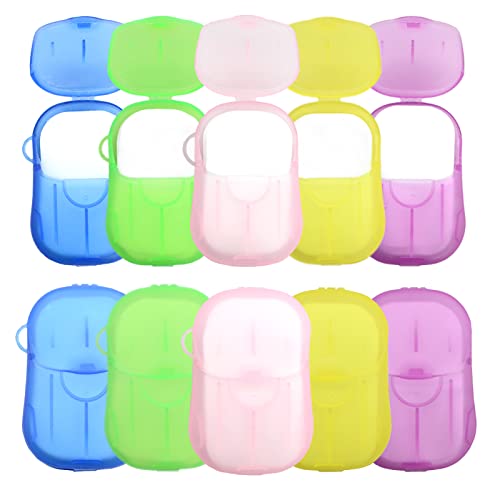 CIOUYAOS 10 Stück 500pcs Seifenblätter, Seife Seifenblättchen für Unterwegs, Reisen Portable Hand Soap, Mini Kleine Paper Seife Box, Papier Seifenpapierblätter Reiseseife Seifenblätter to Go von CIOUYAOS