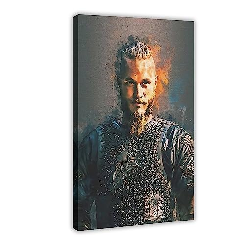 Vikings Ragnar Lothbrok Leinwand-Poster, Wandkunst, Dekordruck, Bild, Gemälde für Wohnzimmer, Schlafzimmer, Dekoration, Rahmenstil, 40 x 60 cm von CIRCIR