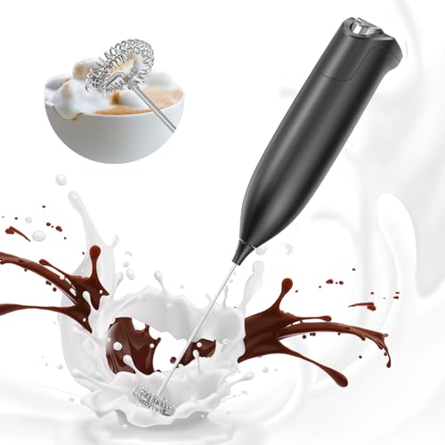 CIRCLE JOY Milchaufschäumer Elektrisch, Milchaufschäumer Stab, Milchschäumer Hand Kaffee Aufschäumer für Matcha Lattes Cappuccino, Küchengeschenke, Schwarz von CIRCLE JOY