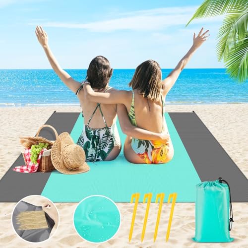 CIRULLI Picknickdecke 210x200 cm,Strandmatte faltbar,Sandfreie stranddecke,Picknickdecke klein Wasserdicht mit Dreieckigen Sandsäcken,4 Heringe,Picknick Decke Outdoor für Picknick,Strand, Camping von CIRULLI