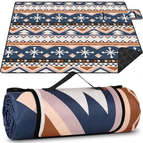 CIRULLI Picknickdecke XXL wasserdicht 200x200 cm, Boho Design, isolierte Campingdecke, große Picknick-Decke für Outdoor-Aktivitäten wie Strand Picknickdecken von CIRULLI