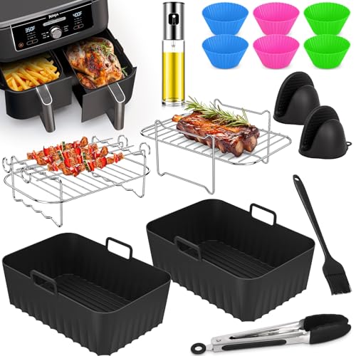 CIRULLI 19 Stück airfryer zubehör Set für Ninja Foodi AF400EU, AF300EU 7.6L-9.5L Heißluftfritteuse, Silikonform heißluftfritteuse Zubehör Set,Kompatibel mit Dual Zone/Double Stack Air Fryer CIRULLI 19 Stück airfryer zubehör Set für Ninja Foodi AF400EU, AF300EU 7.6L-9.5L Heißluftfritteuse, Silikonform heißluftfritteuse Zubehör Set,Kompatibel mit Dual Zone/Double Stack Air Fryer von CIRULLI