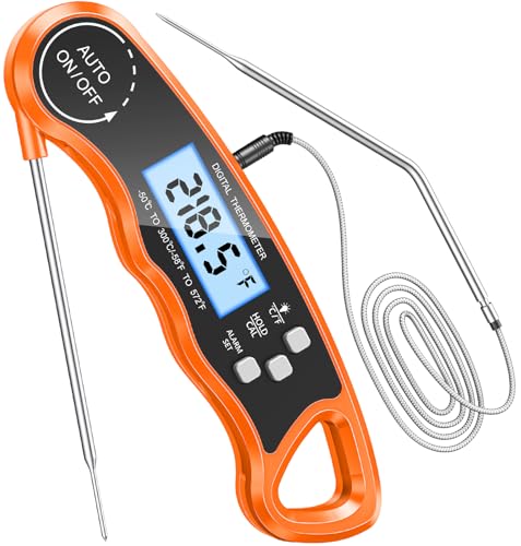 CIRYCASE Doppelsonden Fleischthermometer, Sofort Lesen Bratenthermometer Digital, Grillthermometer Thermometer Kochen mit Hintergrundbeleuchtung, Kalibrierung & Magnet für Küche/BBQ/Backen/Süßigkeiten von CIRYCASE