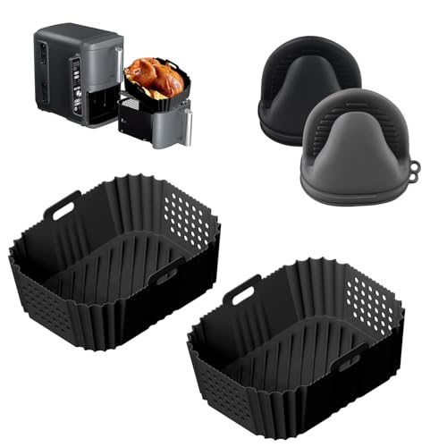 2 Stück Airfryer Silikonform Zubehör für Ninja Double Stack XL 9,5L SL400EU, Heißluftfritteuse Silikonform für Foodi Max Dual Zone AF400EU AF300EU, Hot Air Fryer Silikon Backform Einsatz von CIRenchen