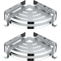 Eckregal für die Dusche, ohne Bohren, Badezimmerregal, 304 Edelstahl, Küchenablage, Duschorganisation mit 4 Haken, Duschshampoohalter – 2 Stück Eckregal für die Dusche, ohne Bohren, Badezimmerregal, 304 Edelstahl, Küchenablage, Duschorganisation mit 4 Haken, Duschshampoohalter – 2 Stück von CIS