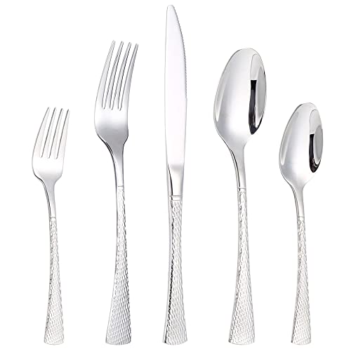 CISAY Besteck Set für 6 Personen,30 Teilig Fischschuppen-Stil Edelstahl Essbesteck Set,Besteck inkl.Messer/Gabel/Löffel,Spiegelpoliert, Spülmaschinenfest (Silber) von CISAY