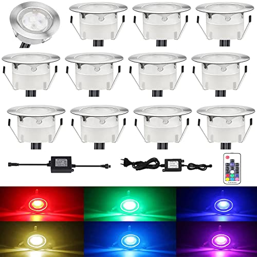 CISLAN 12er LED Einbauleuchten Bodeneinbaustrahler RGB Deckenspot Einbaustrahler Deckenleuchte Wasserdicht IP67 Einbaulampe Ø45mm Außenleuchten für Küche Garten von CISLAN