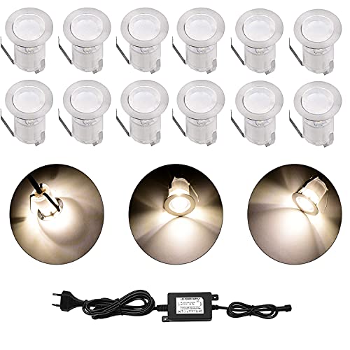 CISLAN LED-Terrassenleuchten, wasserdichte Sockeldeckleuchten, Warmhelle begrabene Gartenleuchte mit hoher Helligkeit für Terrassenbeleuchtung, 12er-Pack… von CISLAN