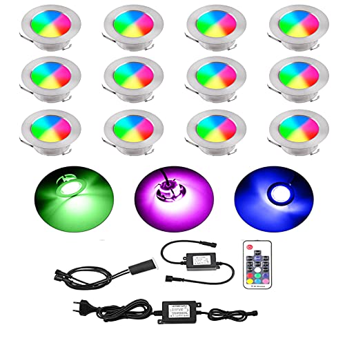 CISLAN RGBWW (RGB + Warmweiß) LED-Terrassenleuchten Wasserdicht IP67 Ø60MM RGB-Controller Gartenleuchte Adapter IP67 Wasserdichte Innen- Außendekorleuchte für Terrassenbeleuchtung12er-Pack von CISLAN