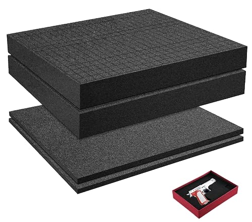 4 Stück Rasterschaumstoff Würfelschaum, 2er 400 x 300 x 50mm/2er 400 x 300 x 10mm, Schaumstoffeinlage mit Bodenplatte Schaumstoff werkzeugeinlage Tabletop Werkzeugkoffer, Kamerakoffer von CISSIYOG
