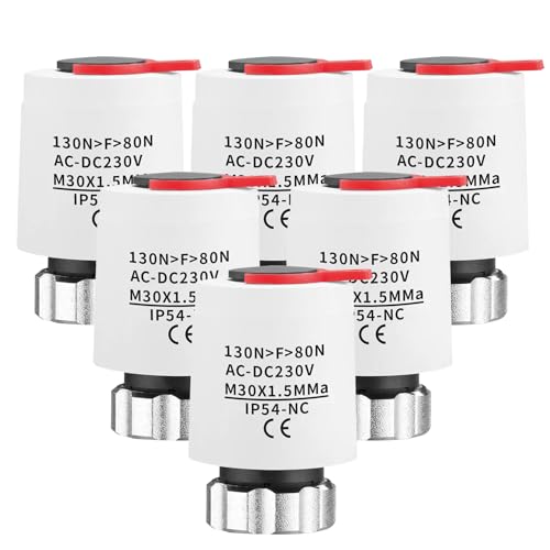 6 Stück Stellantrieb Fussbodenheizung 230v,Stellmotor Fussbodenheizung,M30x1,5mm NC (Stromlos Geschlossen),Elektrische Fußbodenheizung für Nahezu Jeden Heizkreisverteiler Fußbodenheizung von CISSIYOG