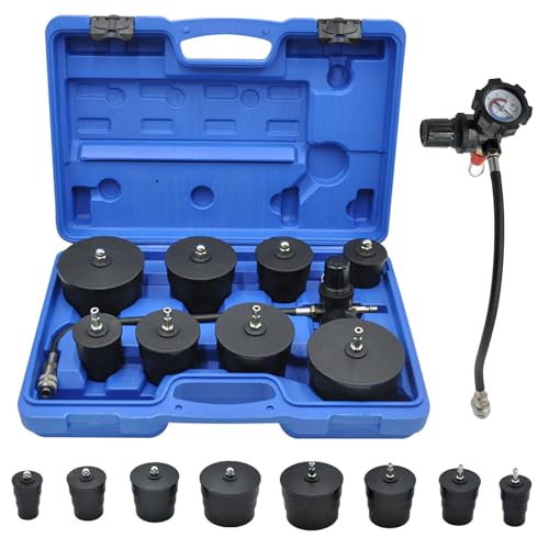 9Tlg Turbolader Ladeluft System Prüfkoffer, Turbolader Ladeluftkü Hlersystem Adapter Druckbereich; 60bar-80psi, Ladeluftkühler Abdrücksatz Abdrücken Tester für Kompressorsysteme Ladeluftschläuche von CISSIYOG