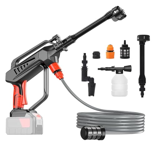 Akku-Druckreinigerpistole Kompatibel mit Makita 21V Akku, 80Bar Mobiler Hochdruckreiniger mit 6-in-1 Multi-Sprühdüse, 360° Drehbare Düse für Auto Waschen Teppichreinigen Bewässern Akku-Druckreinigerpistole Kompatibel mit Makita 21V Akku, 80Bar Mobiler Hochdruckreiniger mit 6-in-1 Multi-Sprühdüse, 360° Drehbare Düse für Auto Waschen Teppichreinigen Bewässern von CISSIYOG
