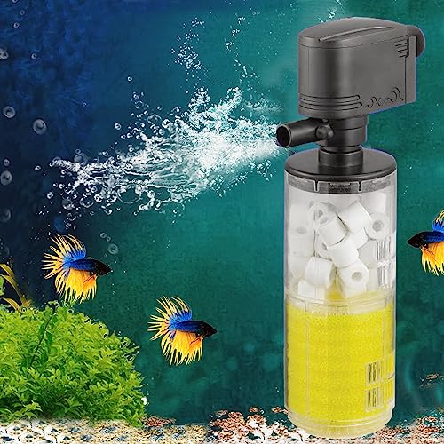 CISSIYOG Aquarium Filter, 3-in-1 Durchfluss Aquarium Filter Pumpe, 1300L/H Wasserpumpe für Biologische und Mechanische Filterung für Süß- und Meerwasser Becken von CISSIYOG