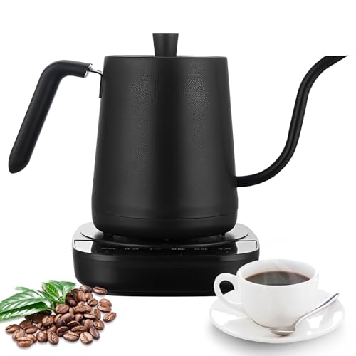 Schwanenhals Wasserkocher,Elektrischer Wasserkocher Schwanenhals,Wasserkocher mit Temperatureinstellung,Gooseneck Kettle mit Warmhaltefunktion,für Coffee Tea Brewing,304 Edelstahl,1000W von CISSIYOG