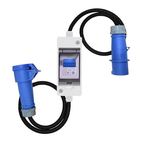 Stromverbrauchsmesser, Stromzähler, Stromzähler Camping mit CEE-Stecker, Stromzähler Auslesen mit LED/Reset, Steckbarer Stromzähler 230V, Zwischenzähler Strom, Stromzähler wohnwagen/Elektrofahrzeuge von CISSIYOG