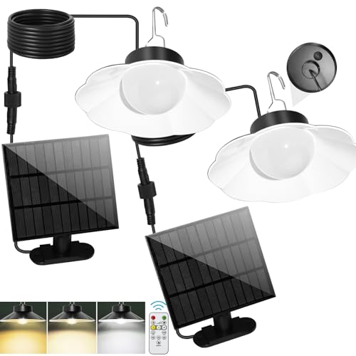 Solarlampen für Außen, Solar Hängelampen für Außen/Innen, 3 Farbtemperatur Solarlampen für Außen Hängend mit Dämmerungssensor, 920LM Solar Hängelampe IP65 Wasserdicht für Garten/Balkon/Terrasse-2PCS von CISSIYOG