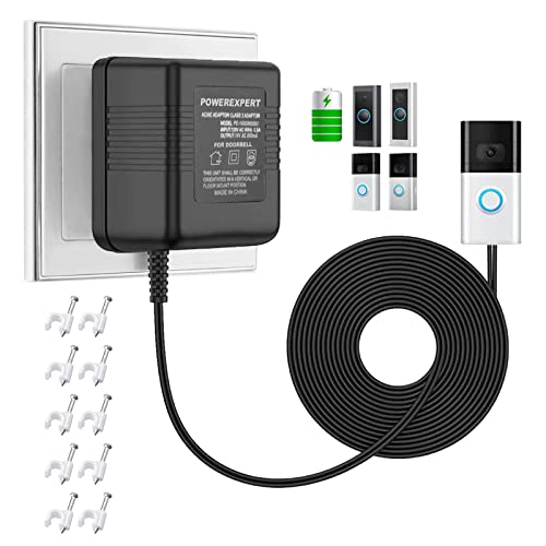 Türklingel Transformatoren 24 V/500mA, Black AC Netzteil Transformatorkabel, Smart Home Zubehör kompatibel mit Ring Video-Türklingel (10M) von CISSIYOG