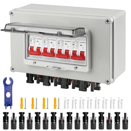 Überspannungsschutz PV, DC Trennschalter Pv Anlage DC12v-DC400v 4-String, 2P 30A Wasserdichte Solar-Combiner-Box Zur Wandmontage, Ip67 Wasserdichter Lasttrennschalter FüR Solar-PV-System von CISSIYOG