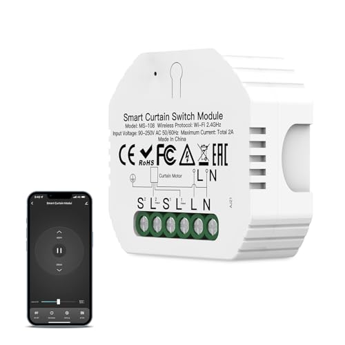 Wlan Rolladenschalter Modul mit Prozentfunktion, 2.4GHz Alexa Smart Rolladensteuerung, APP Steuerung, Zeitschaltuhr für Rolladenmotor Jalousien Kompatibel mit Google Home Smart Life Tuya App (1) von CISSIYOG