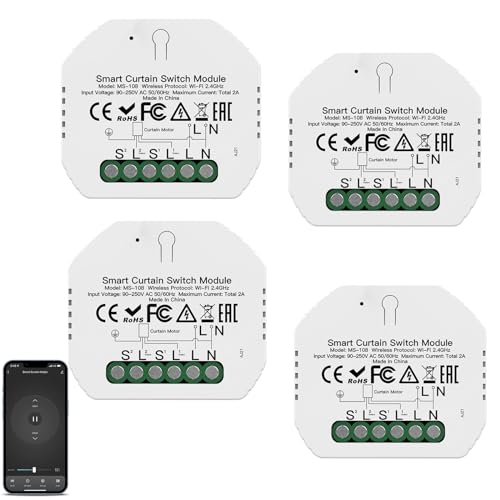 Wlan Rolladenschalter Modul mit Prozentfunktion, 2.4GHz Alexa Smart Rolladensteuerung, APP Steuerung, Zeitschaltuhr für Rolladenmotor Jalousien Kompatibel mit Google Home Smart Life Tuya App (4) von CISSIYOG
