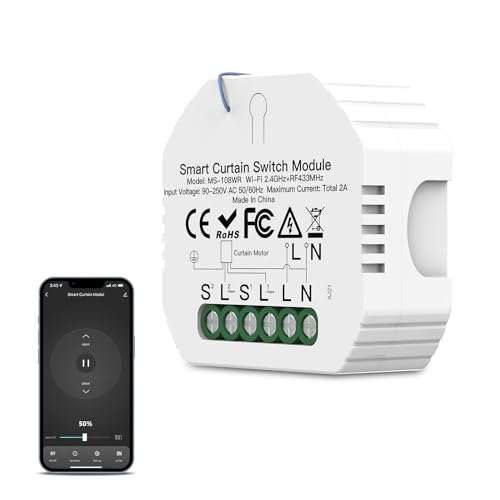 Wlan Rolladenschalter mit Prozentfunktion, 2.4GHz Alexa Smart Rolladen Rolladensteuerung Modul, APP und RF433 Steuerung, Kompatibel mit Smart Life Tuya App, Alexa Google (1) von CISSIYOG