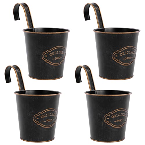 CITÉTOILE 4er Set Hängetöpfe Balkon mit Drainageloch, Blumentopf hängend Hängender, Kleiner Hängender Pflanztopf Blumentopf Metall, übertopf Hängend Blumentöpfe zum Aufhängen Vintage von CITÉTOILE