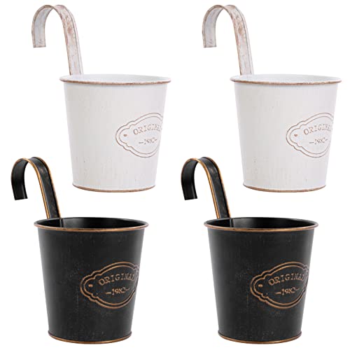 CITÉTOILE 4er Set Hängetöpfe Balkon mit Drainageloch, Blumentopf hängend Hängender, Kleiner Hängender Pflanztopf Blumentopf Metall, übertopf Hängend Blumentöpfe zum Aufhängen Vintage von CITÉTOILE