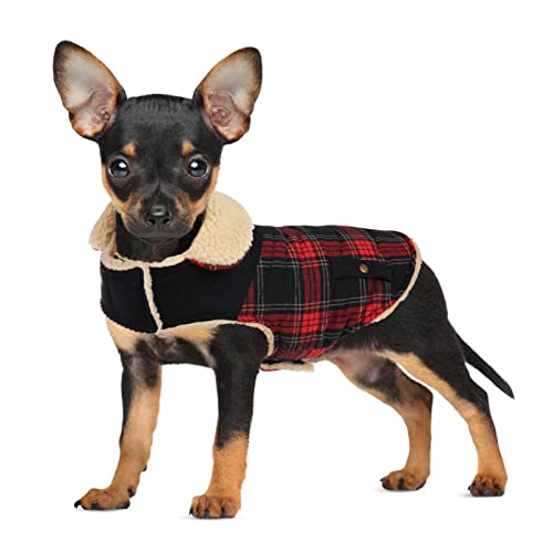 CITÉTOILE Warme Hundemantel Fleece, Wintermantel Winterjacken für Kleine/Große/Mittlere Hunde, Hundejacke Hundekleidung Hundepullover mit Geschirrloch für Outdoor Indoor, Rot, XL von CITÉTOILE