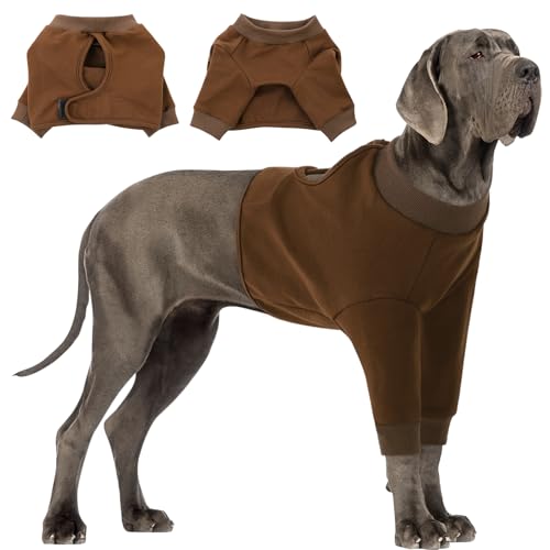 CITÉTOILE Hundebody Nach Op, Wundschutzanzüge für Hunde Mit Bein, Vornebeinschutz für Verletzung Hund, Anti-Wundlecken Op Body Hunde, E-Kragen Alternative, Braun, XL von CITÉTOILE