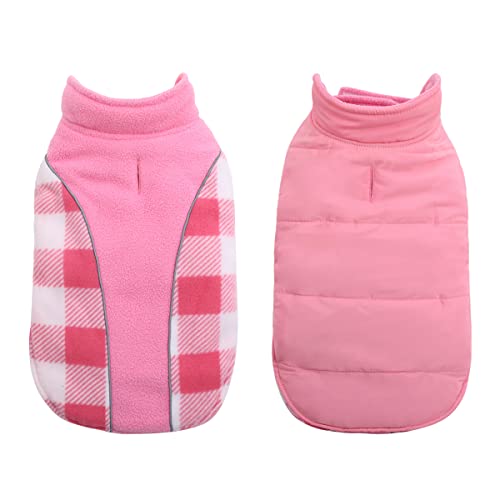 CITÉTOILE Hundemantel Winter, Hundemantel Wasserdicht Winddichte, Wendbarer Hundejacke für Kleine Mittel Große Hunde, Hundemantel Baumwolle mit Geschirrloch, Reflektierend Warm Verstellbarer, Rose, S von CITÉTOILE